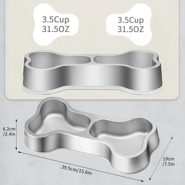 Bone-Shaped Stainless Steel Pet Bowl – Food & Water in One Fun Design