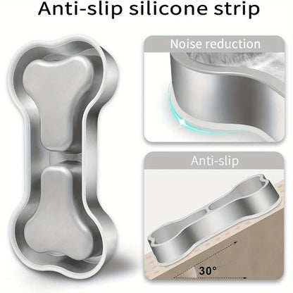Bone-Shaped Stainless Steel Pet Bowl – Food & Water in One Fun Design