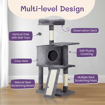 Stylish Heights – 47'' Cat Scratcher & Climbing Frame in Dark Grey