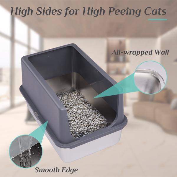 Stainless Steel Cat Litter Box with Shovel – Durable and Easy to Clean!