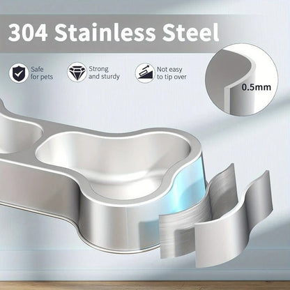 Bone-Shaped Stainless Steel Pet Bowl – Food & Water in One Fun Design